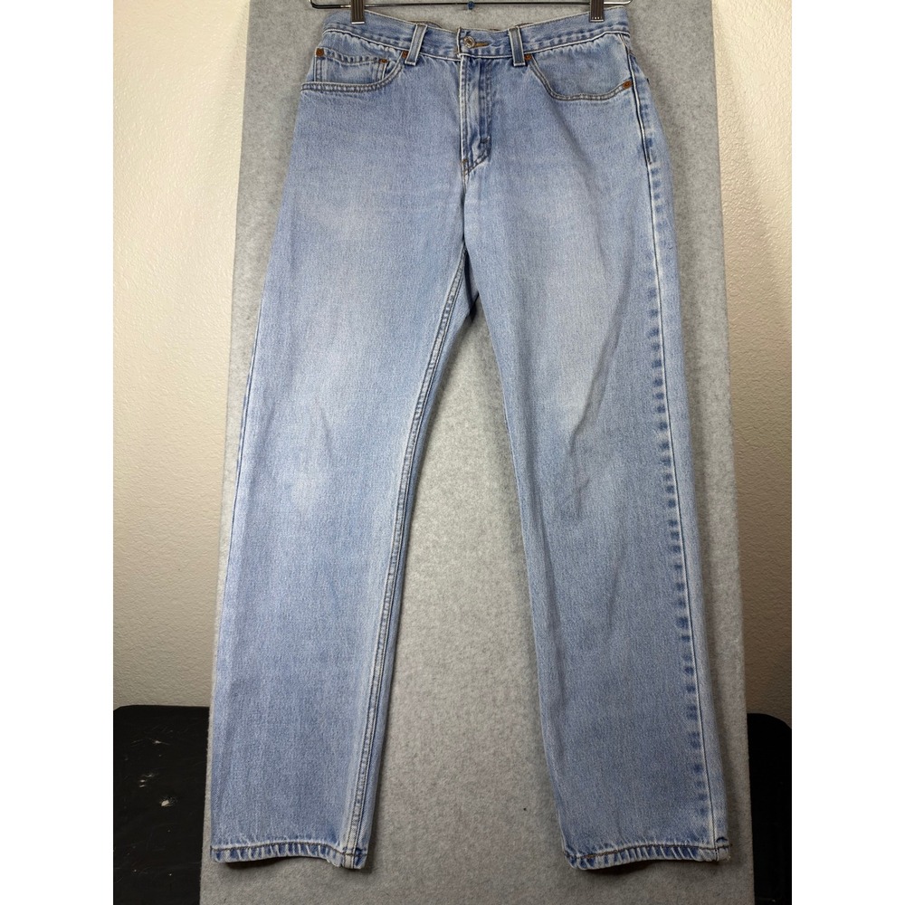 Levis 505 Regular Fit Jeans Mens 32x32 Light Wash Blue Straight Leg Denim